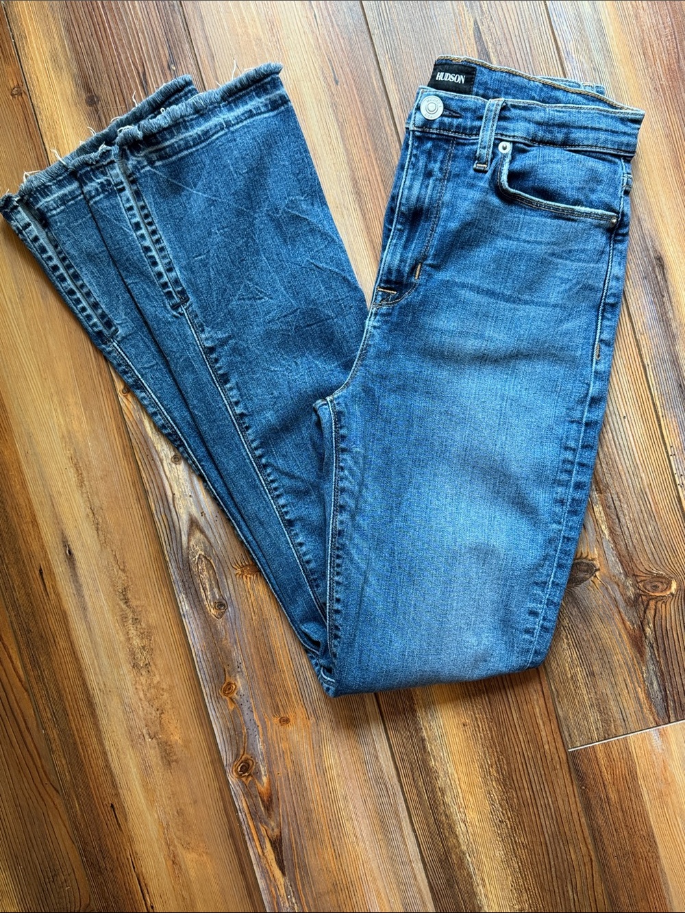 Hudson Heartbreaker High Rise Bootcut Jeans Size 28 Blue Slit Hem Stretch Denim - Picture 5 of 9